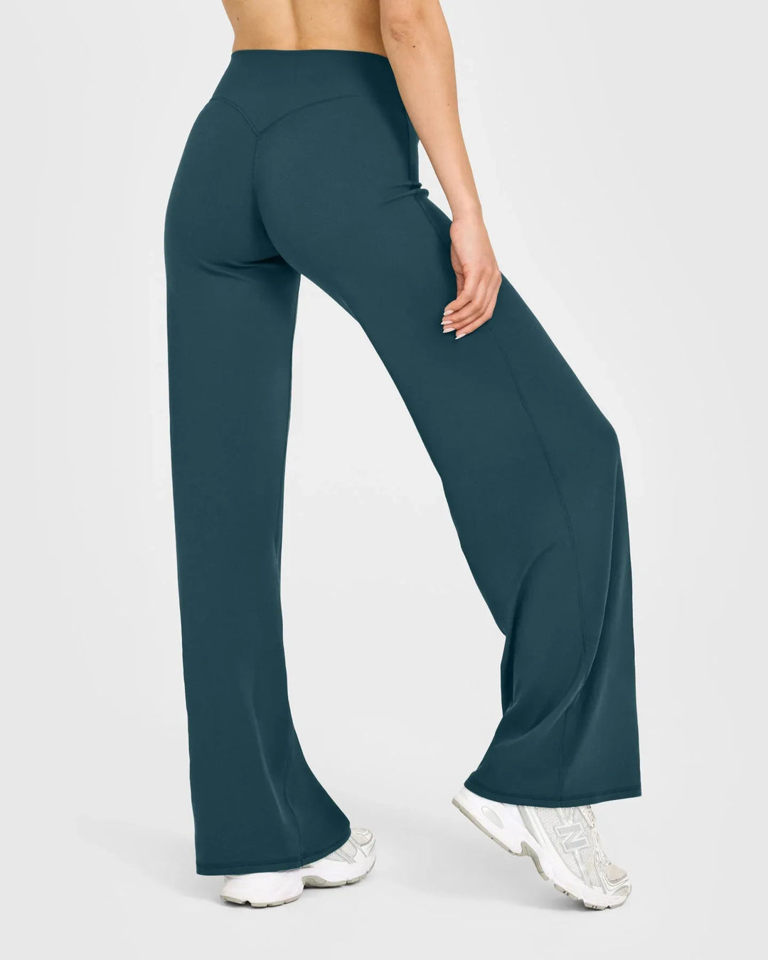 Dark Green High-Waisted Flare Leggings back view