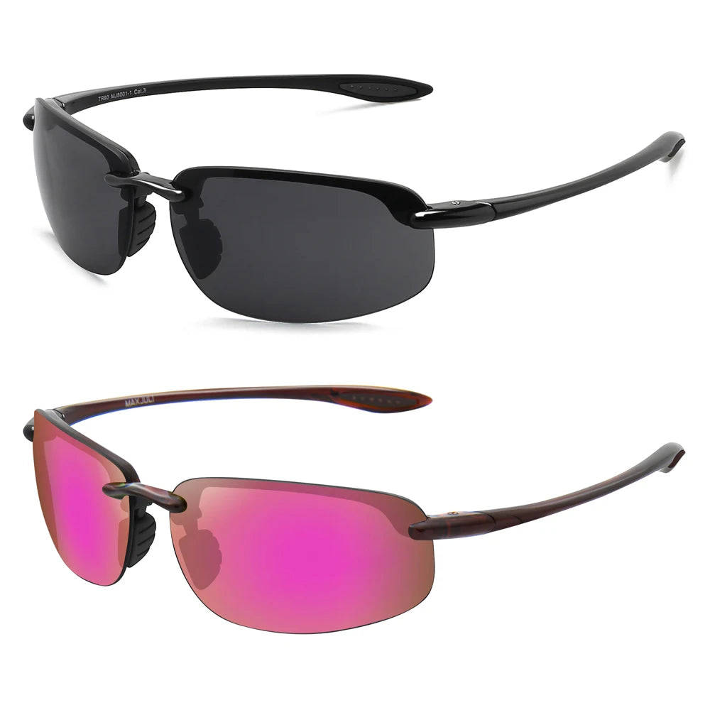 Black Purple 2-Pack Rimless Sunglasses front view