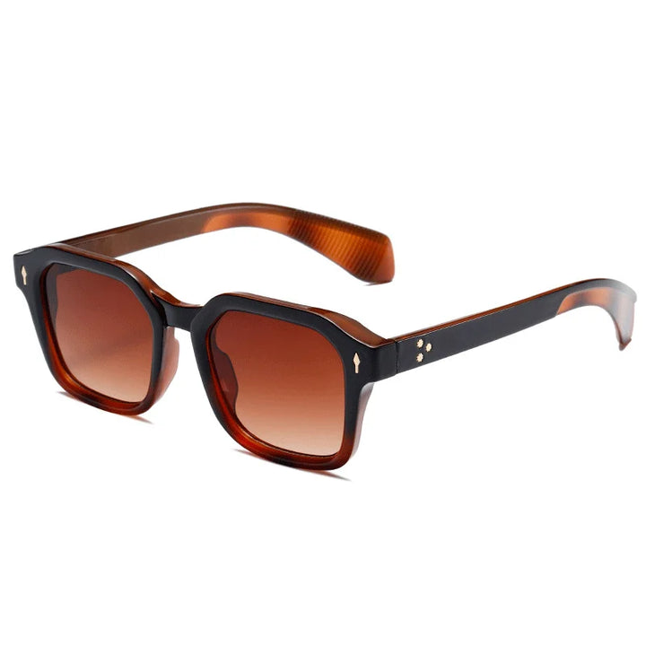 Brown tea Retro Rivet-Trim Square Shades front view