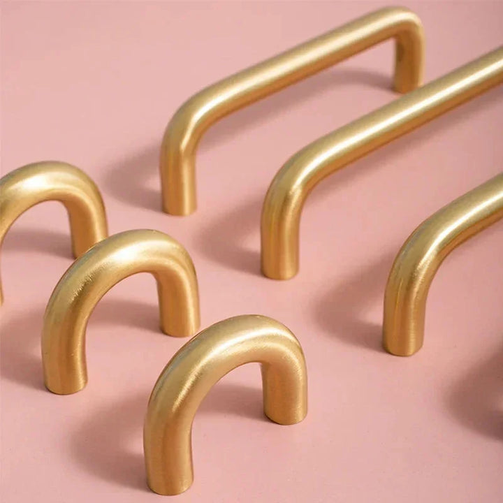 Sculpted Warm Brass Door Handle
