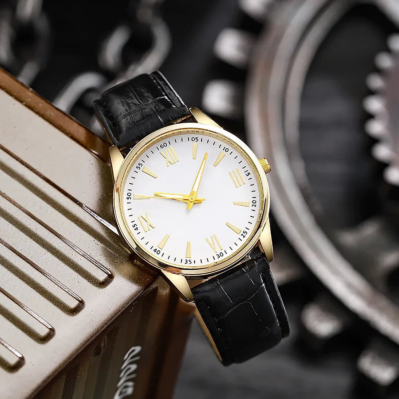White Vintage Alloy Leather Watch
