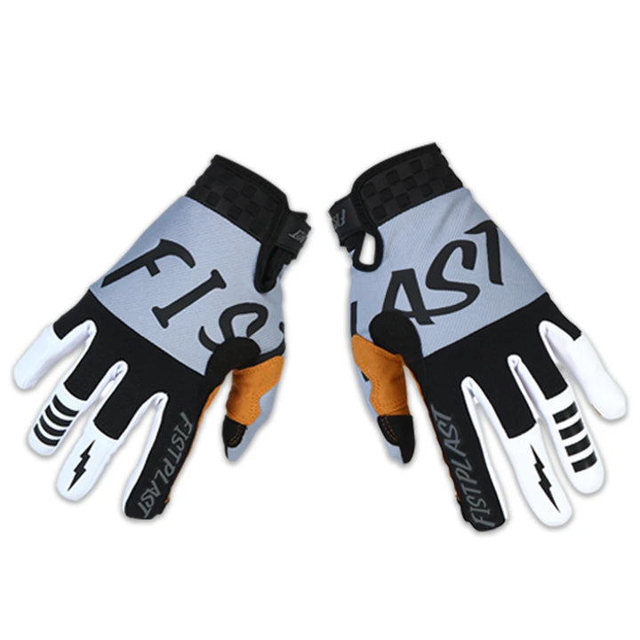 Gray Textured Grip Motocross Gloves palm detail