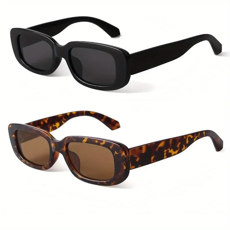 Black and Tortoise Retro Square Frame Sunglasses pair view