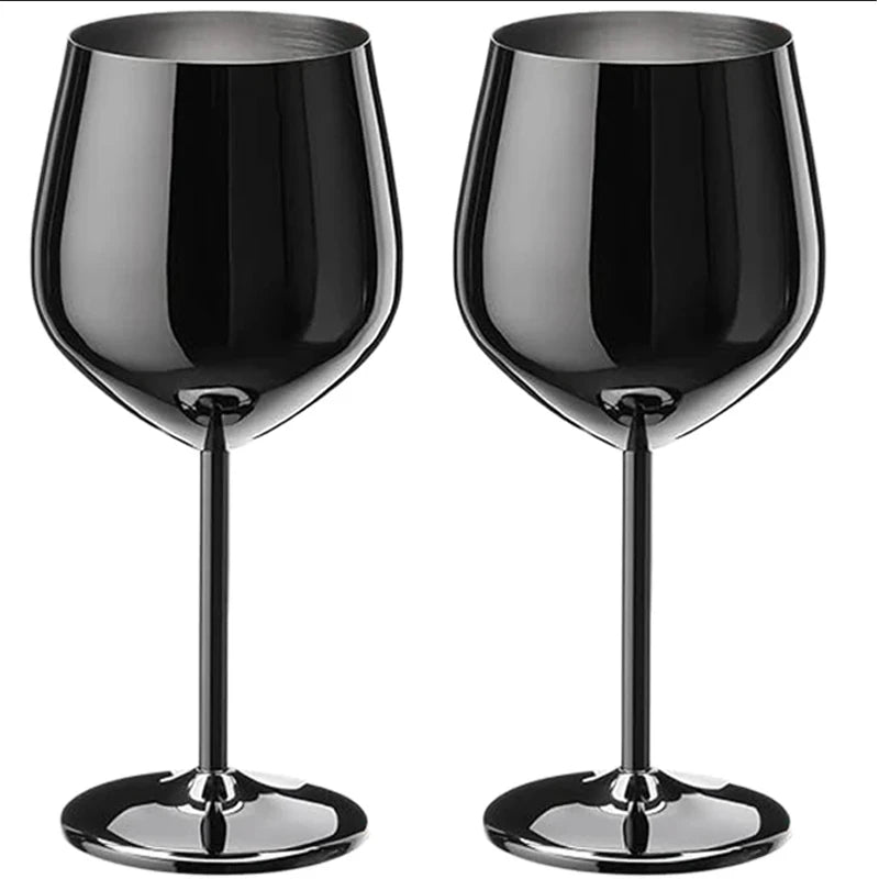 Black Stainless Steel Wine Goblet front view