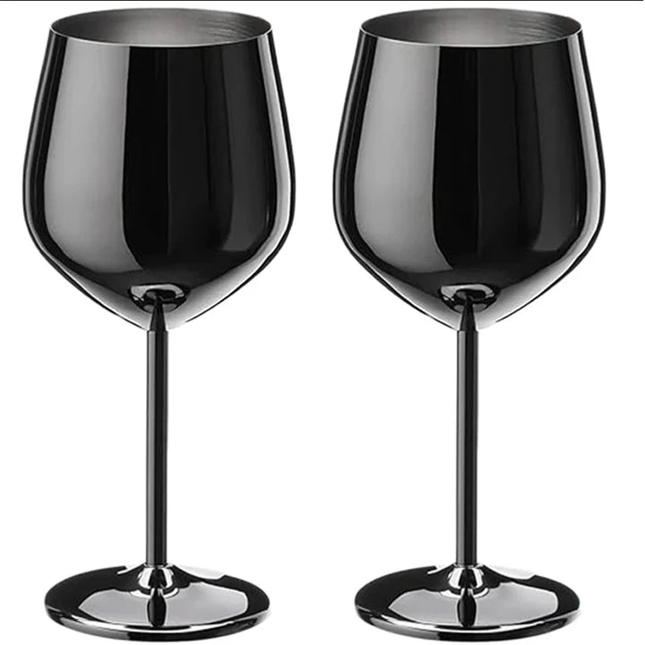 Black Stainless Steel Wine Goblet front view