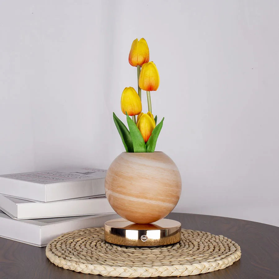 Orange Tulip Marble Vase Night Light detail view