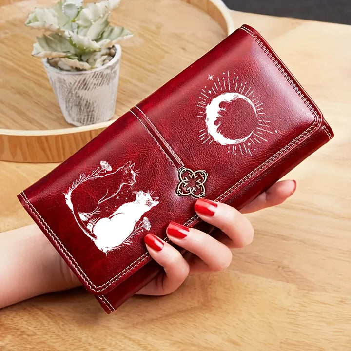 Gothic Moon Leather Long Wallet