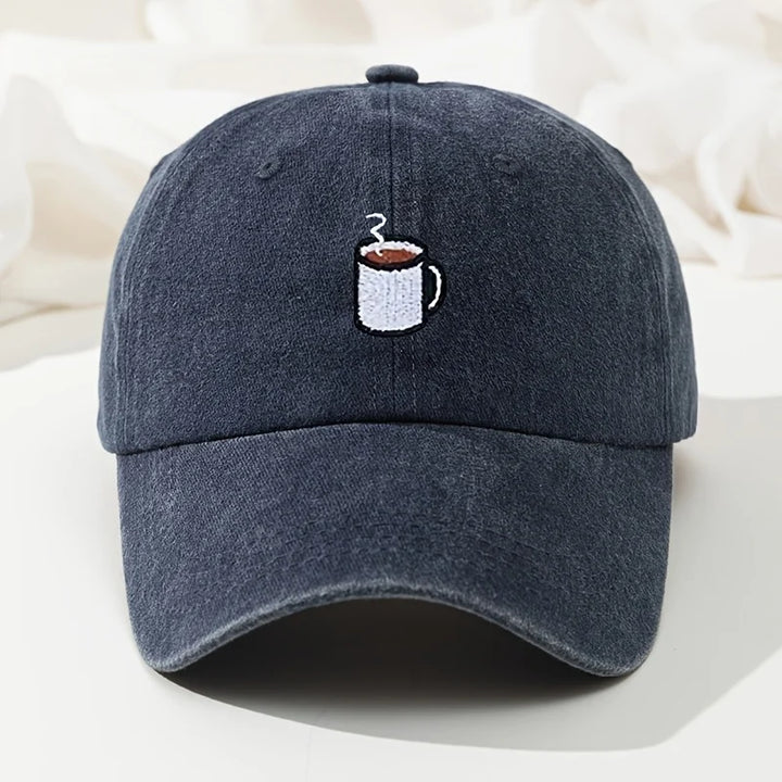 Navy Blue Retro Washed Cotton Baseball Cap front view