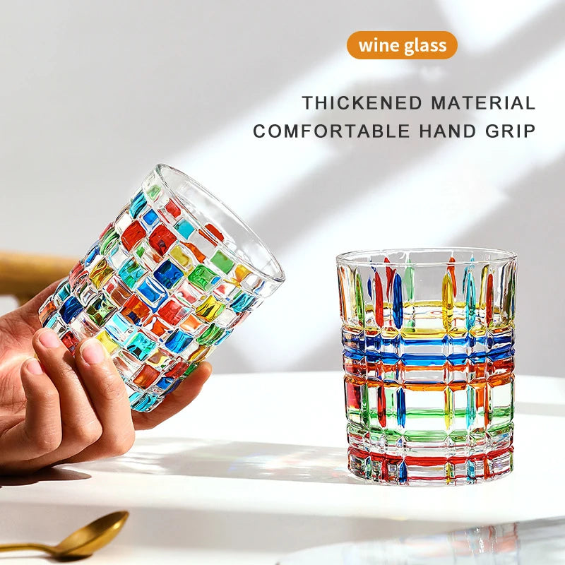 PINNY Aesthetic Stained Crystal Glassware: Vintage European Style Unique Drinking Cups