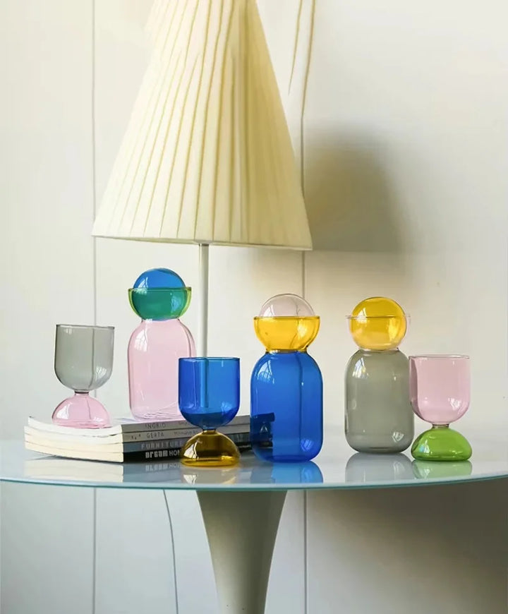 Color-Block Pitcher & Cup Set pouring lifestyle
