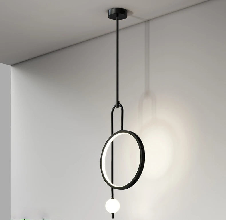 Black LED Ring Pendant Light front view