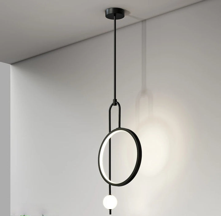 Black LED Ring Pendant Light front view