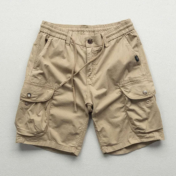 Khaki Relaxed Fit Cotton Cargo Shorts