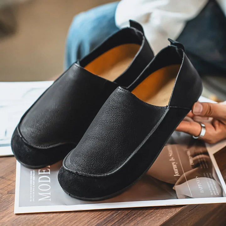 Leather moccasin loafers top view