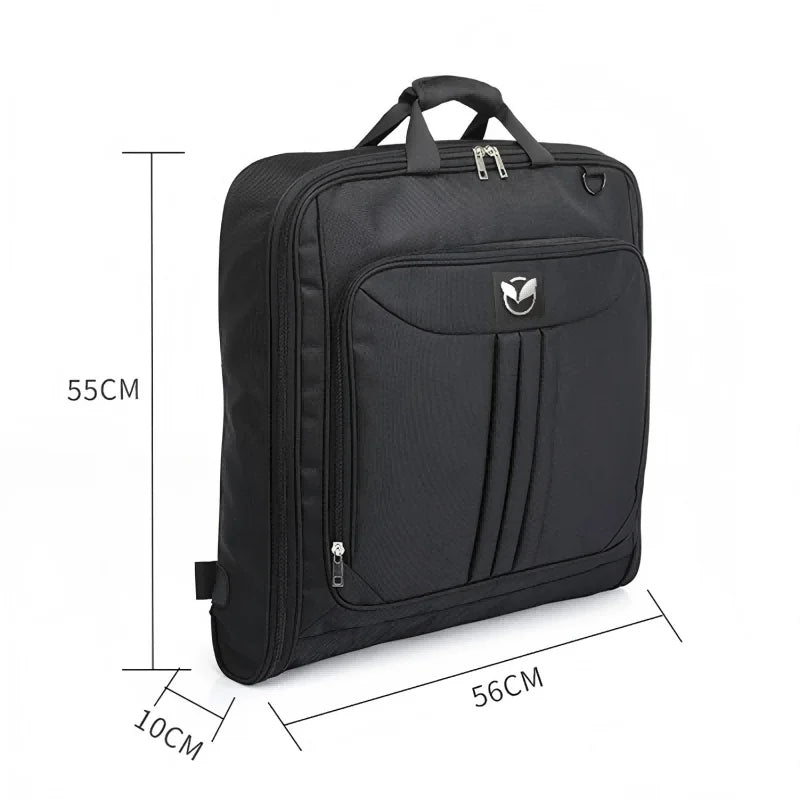 Foldable Water-Repellent Garment Bag side view with dimensions
