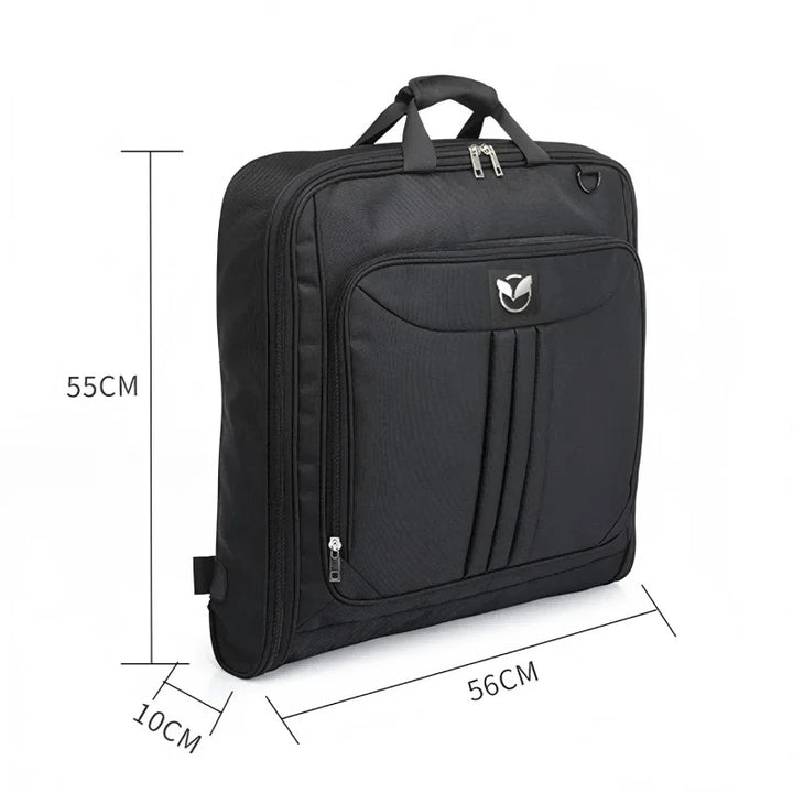 Foldable Water-Repellent Garment Bag side view with dimensions