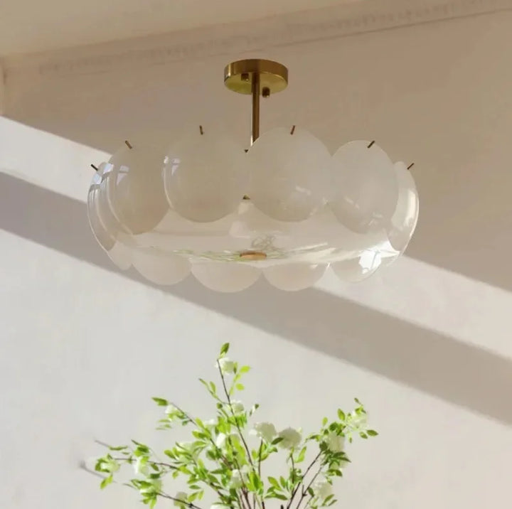 Medium Layered Glass Disc Pendant Light – Lifestyle View
