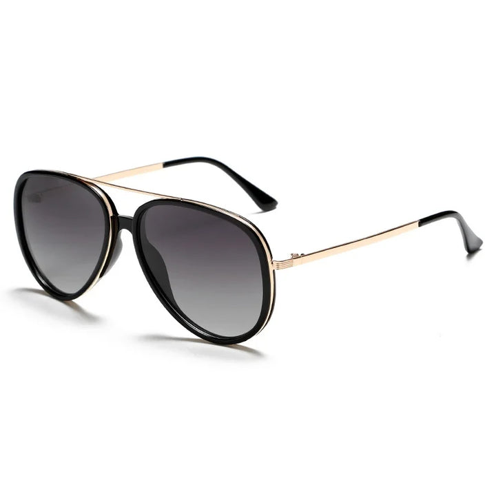Black Alloy Frame Pilot Sunglasses side view
