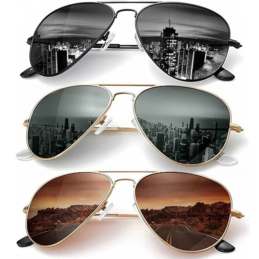 Trendy Polarized Aviator Sunglasses 3-pack color options