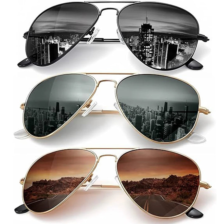 Trendy Polarized Aviator Sunglasses 3-pack color options