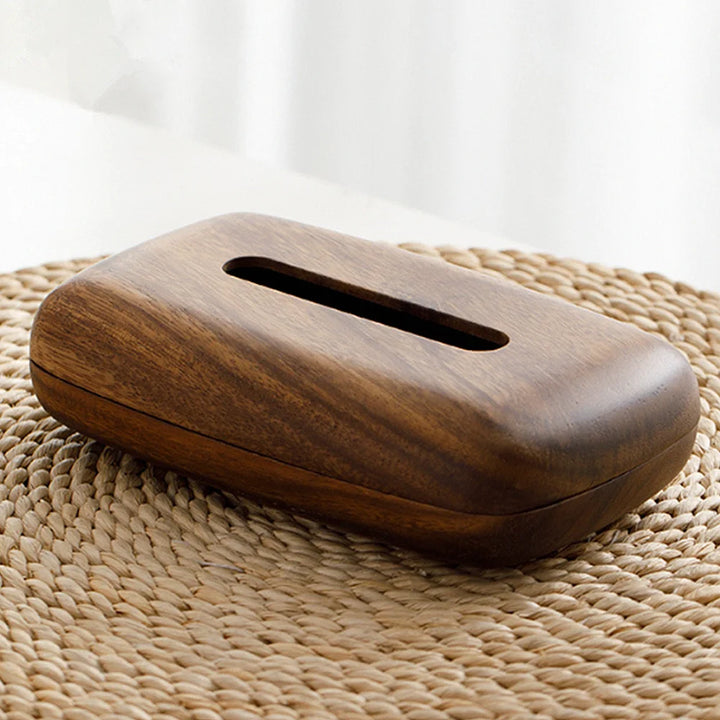 Black Walnut Wood Tissue Box on dining table