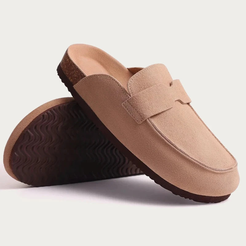 Suede Cork Clog Slippers top view