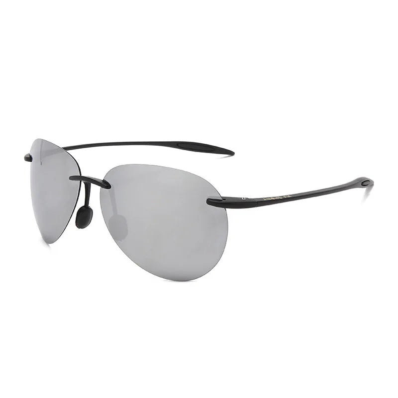 Rimless Aviator Polarized Sunglasses folded view