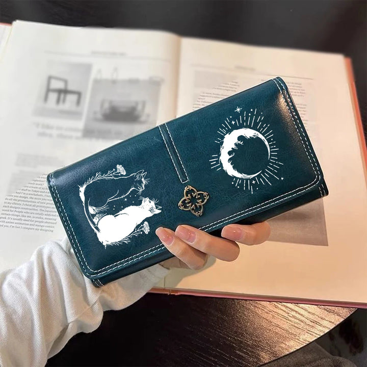 Gothic Moon Leather Long Wallet