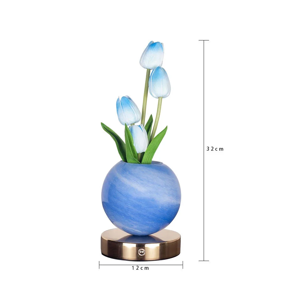 Blue Tulip Marble Vase Night Light size reference