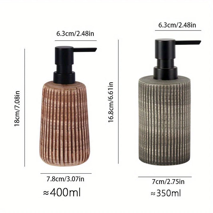 Khaki Ceramic Soap Dispenser Jar lifestyle