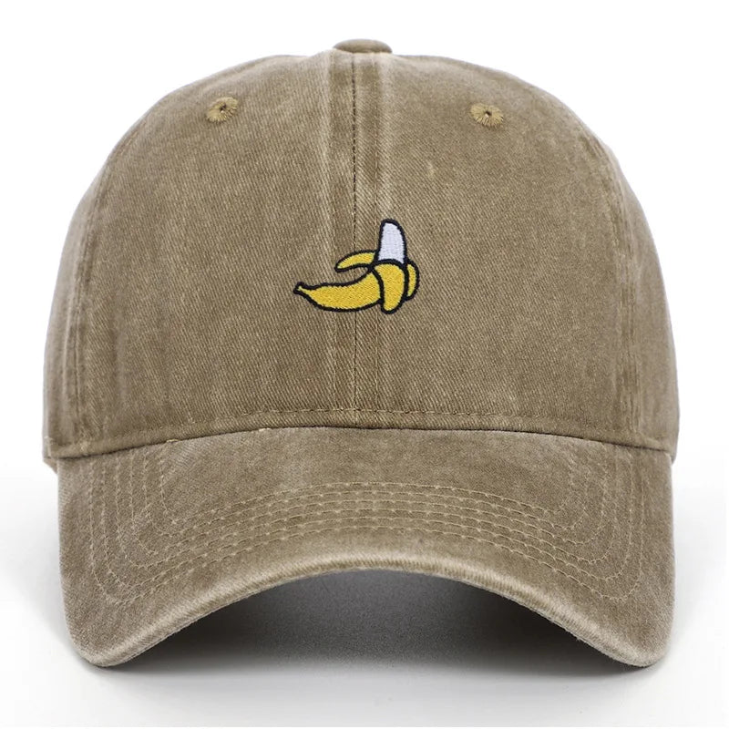 Khaki Washed Cotton Banana Dad Cap front view