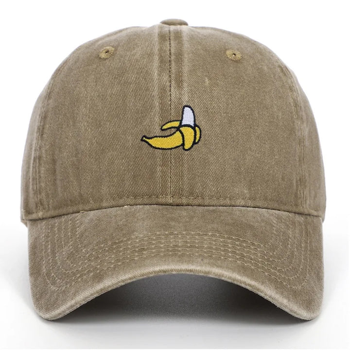 Khaki Washed Cotton Banana Dad Cap front view