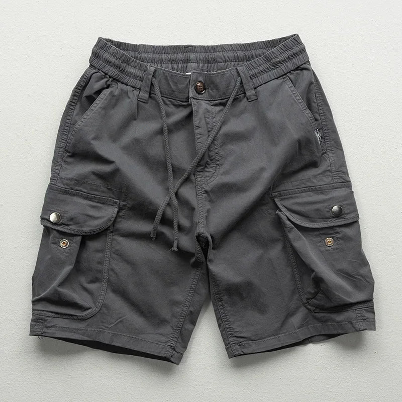 Grey Relaxed Fit Cotton Cargo Shorts