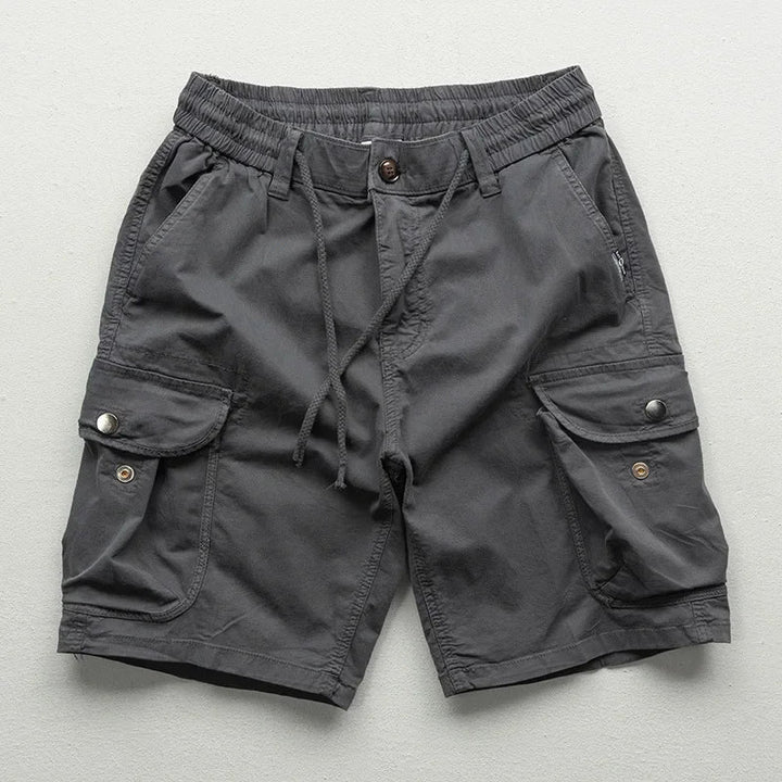 Grey Relaxed Fit Cotton Cargo Shorts