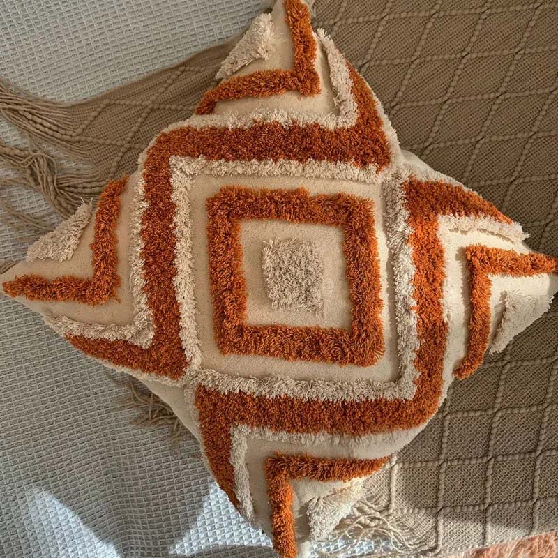 Dusk Rustic Woven Throw Pillow – detail view