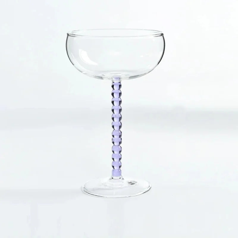 Violet Gilded Era Beaded Coupe Glass front view