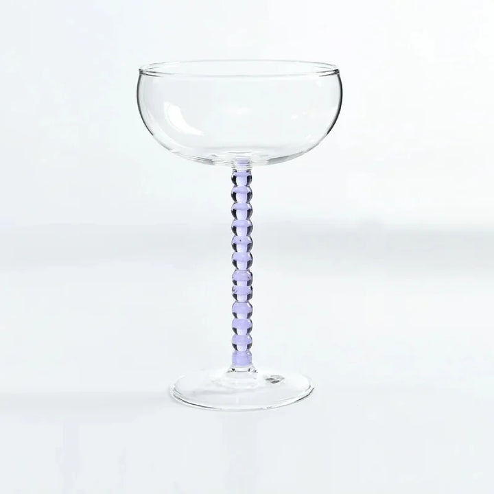 Violet Gilded Era Beaded Coupe Glass front view