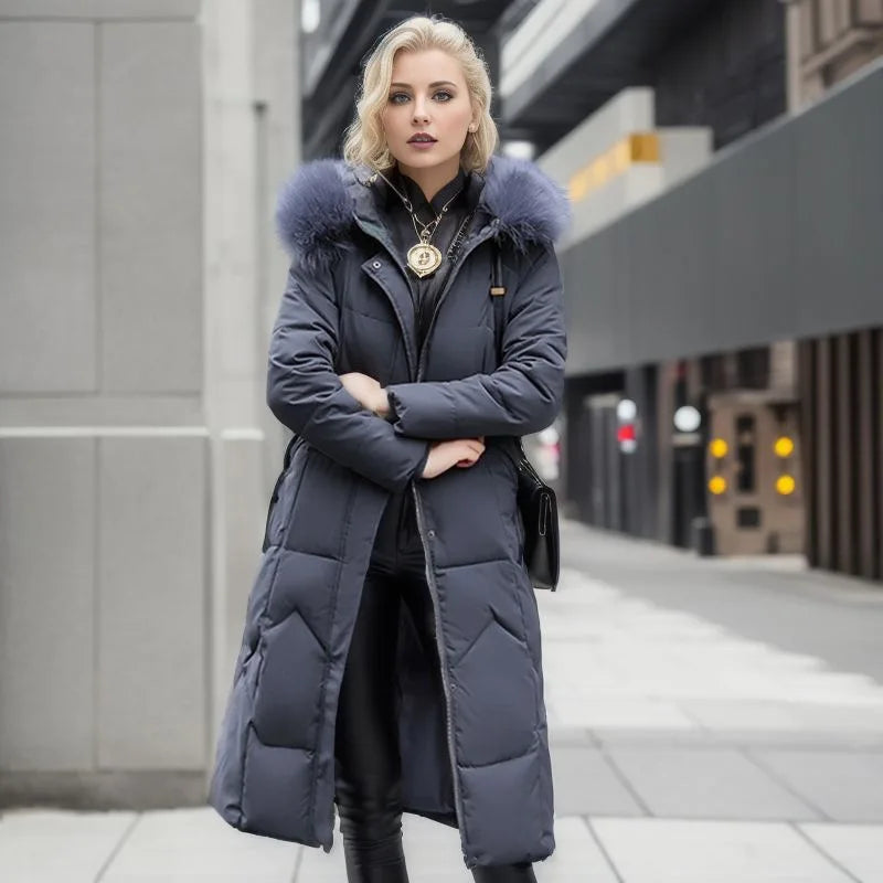 Gray Quilted Parka front view