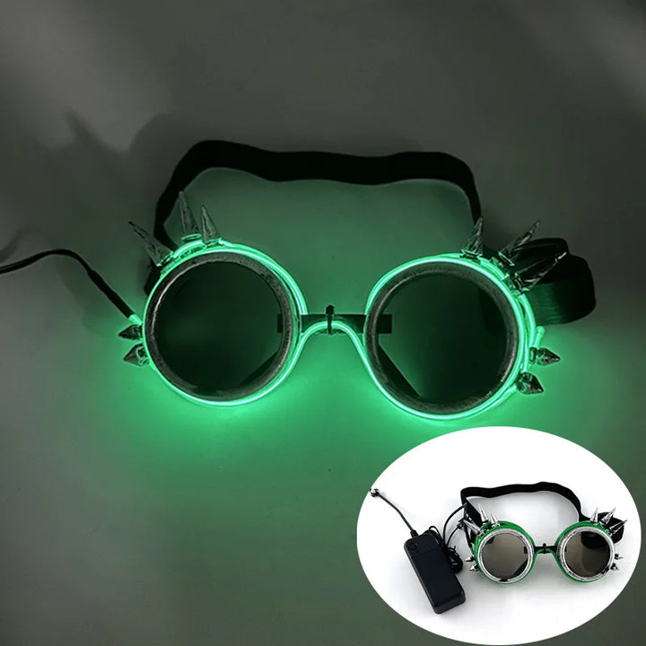 Green LED Light-Up Party Glasses front view