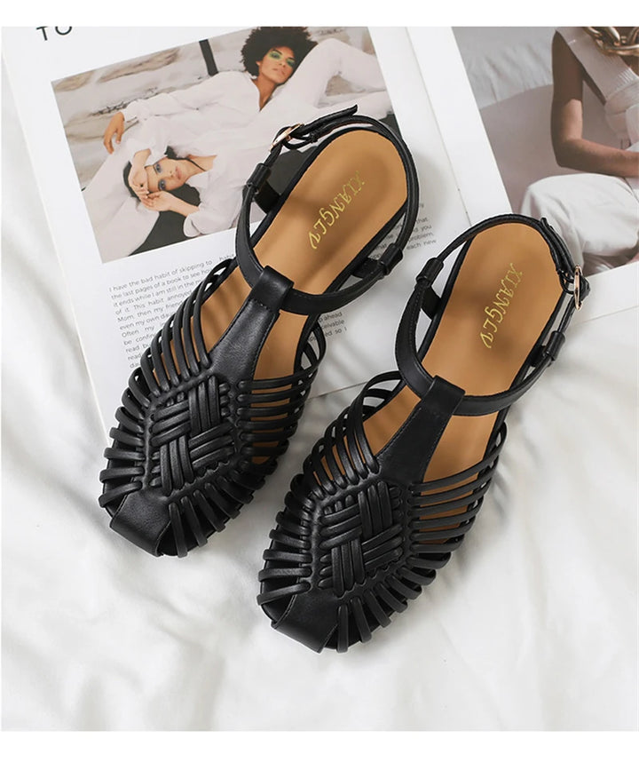 Black Gladiator Sandals front view
