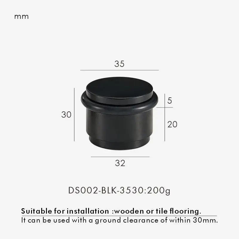 Reinforced Solid Brass Door Stop rubber bumper detail