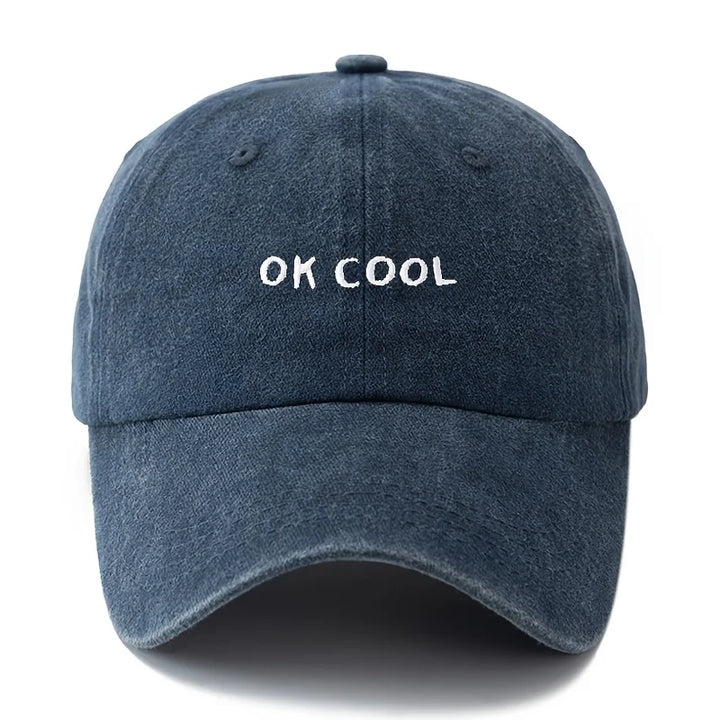 Navy Blue Adjustable Wide-Brim Sun Cap front view