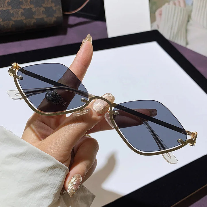 Polygonal Half-Frame Sunglasses