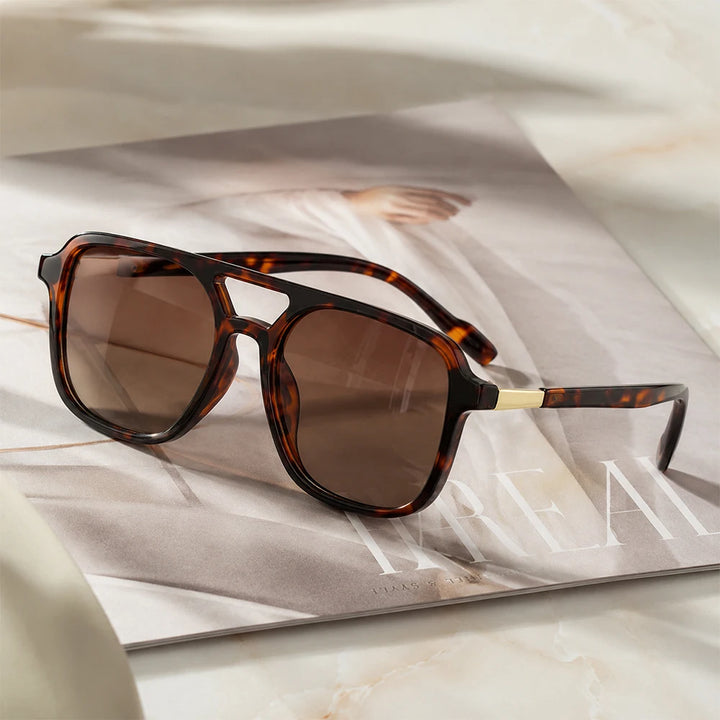 Retro Gold-Trim Aviator Sunglasses