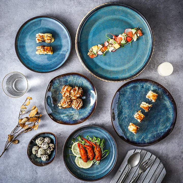 Turquoise Kiln-Glazed Porcelain Dinnerware Set glaze detail