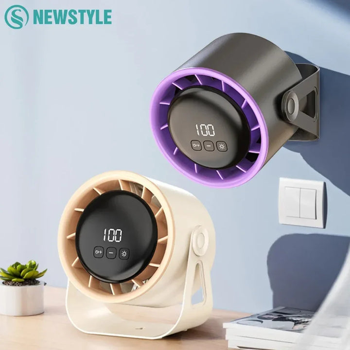 White Rechargeable Wall Mount Fan Light mounted on wall lifestyle