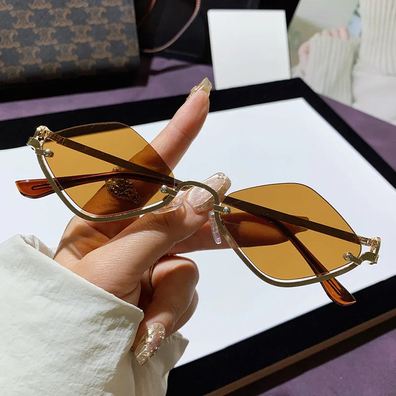 Polygonal Half-Frame Sunglasses
