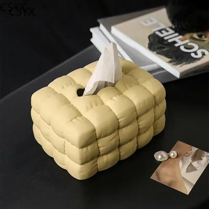 Charming Ceramic Tissue Box Dispenser, Creative Air Pumping Design, Living Room Decor