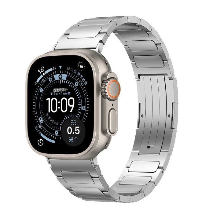 Silver Lightweight Titanium Watch Band front view