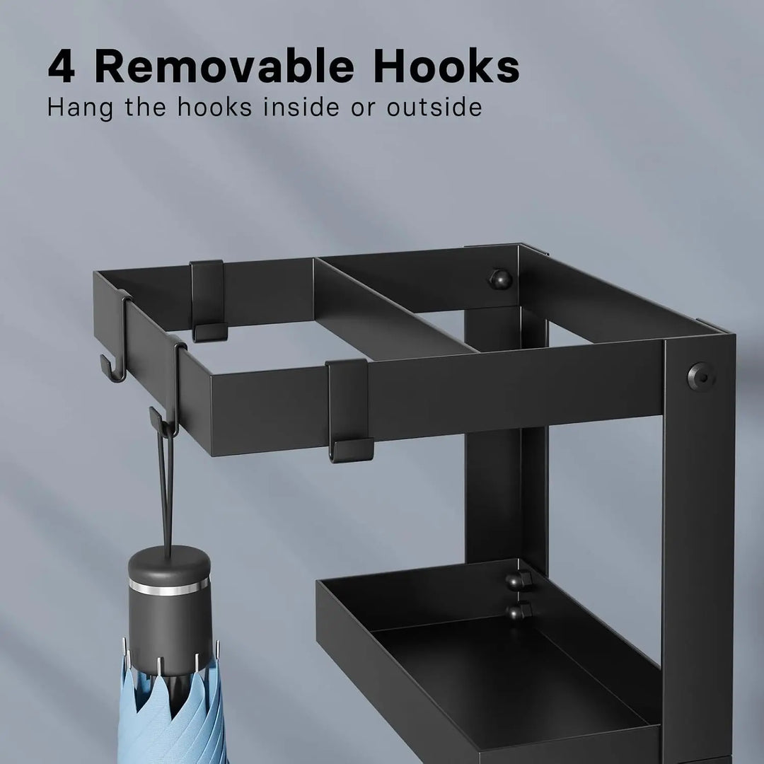 Compact Travel Umbrella Stand hooks detail